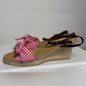 J. Crew Red Gingham Wedges